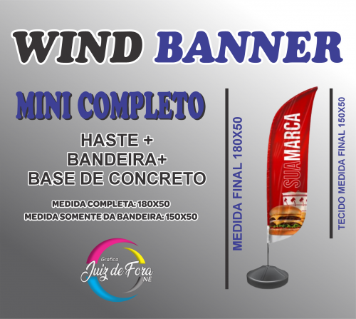 Mini Wind Banner Completo Base Concreto